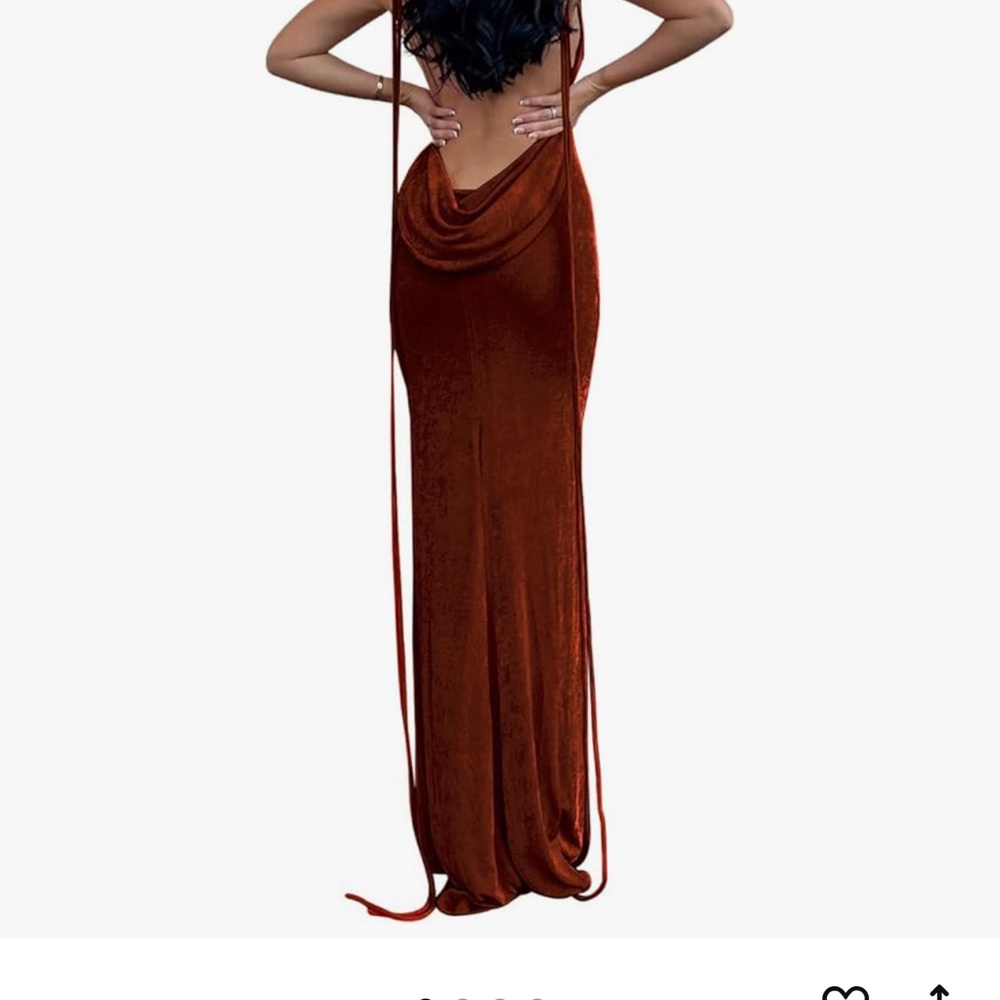 Elegant brown Backless Dress